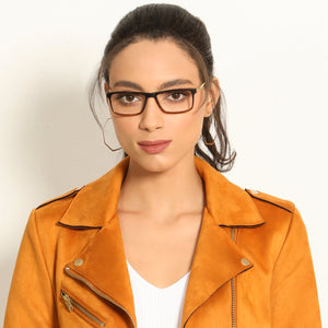 Brown Rectangle Full Rim Unisex Eyeglasses by Vincent Chase Computer Glasses-146371