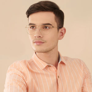 Gold Aviator Full Rim Unisex Eyeglasses by Vincent Chase Computer Glasses-148268