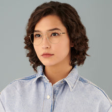 Load image into Gallery viewer, Gold Aviator Full Rim Unisex Eyeglasses by Vincent Chase Computer Glasses-148268