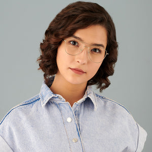 Gold Aviator Full Rim Unisex Eyeglasses by Vincent Chase Computer Glasses-148268