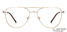 Load image into Gallery viewer, Gold Aviator Full Rim Unisex Eyeglasses by Vincent Chase Computer Glasses-148268