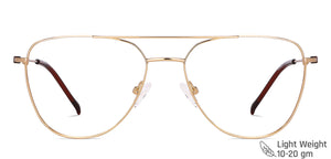 Gold Aviator Full Rim Unisex Eyeglasses by Vincent Chase Computer Glasses-148268