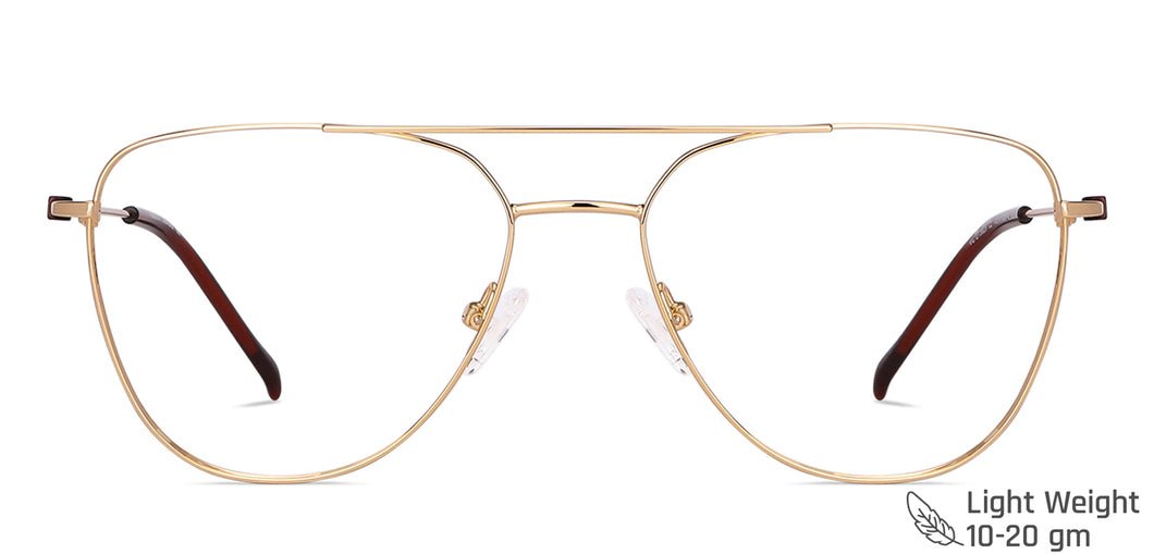 Gold Aviator Full Rim Unisex Eyeglasses by Vincent Chase Computer Glasses-148268