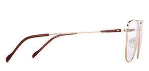 Gold Aviator Full Rim Unisex Eyeglasses by Vincent Chase Computer Glasses-148268