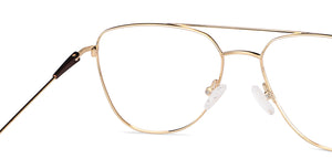 Gold Aviator Full Rim Unisex Eyeglasses by Vincent Chase Computer Glasses-148268