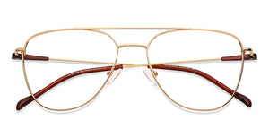 Gold Aviator Full Rim Unisex Eyeglasses by Vincent Chase Computer Glasses-148268