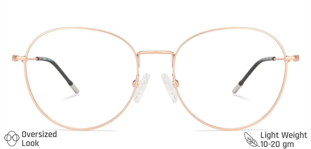 Rose Gold Round Full Rim Narrow Unisex Eyeglasses by Vincent Chase-145539