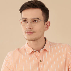 Rose Gold Hexagonal Full Rim Medium Unisex Eyeglasses by Vincent Chase-145544