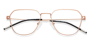 Rose Gold Hexagonal Full Rim Medium Unisex Eyeglasses by Vincent Chase-145544
