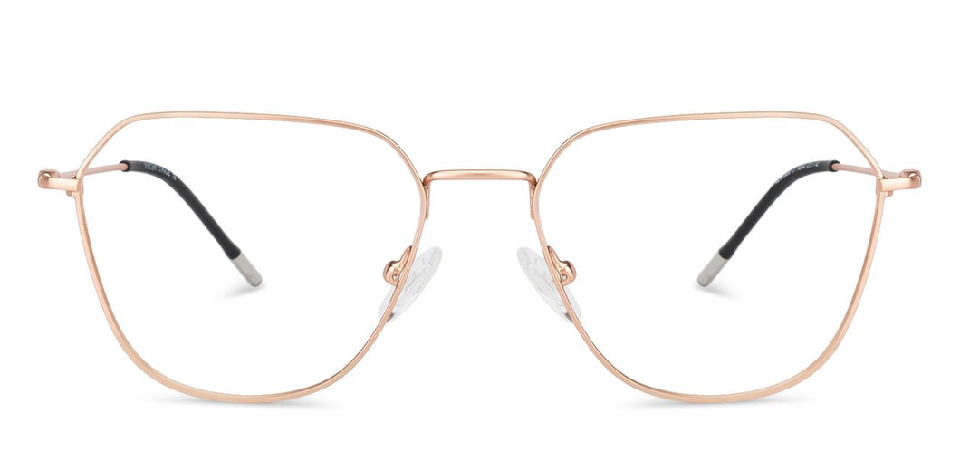Rose Gold Hexagonal Full Rim Medium Unisex Eyeglasses by Vincent Chase-145544