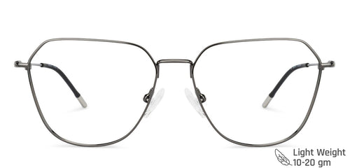 Gunmetal Hexagonal Full Rim Medium Unisex Eyeglasses by Vincent Chase-145545