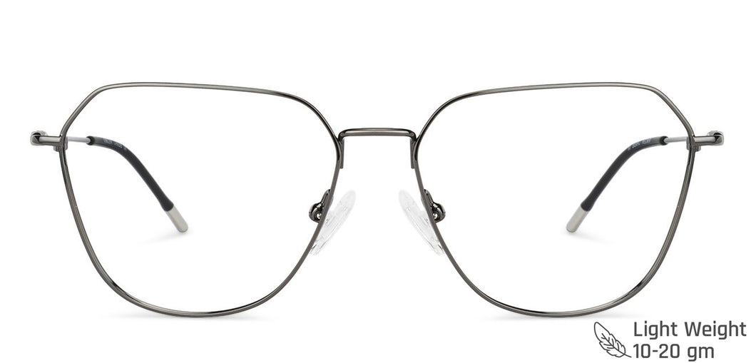 Gunmetal Hexagonal Full Rim Medium Unisex Eyeglasses by Vincent Chase-145545