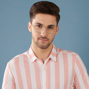 Silver Geometric Full Rim Unisex Eyeglasses by Vincent Chase Computer Glasses-147542