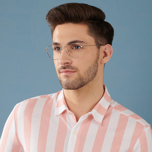 Silver Geometric Full Rim Unisex Eyeglasses by Vincent Chase Computer Glasses-147542