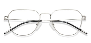 Silver Hexagonal Full Rim Medium Unisex Eyeglasses by Vincent Chase-145546