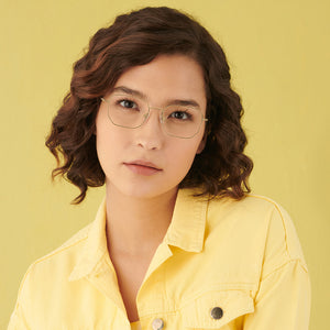 Gold Hexagonal Full Rim Medium Unisex Eyeglasses by Vincent Chase-145555