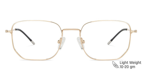 Gold Hexagonal Full Rim Medium Unisex Eyeglasses by Vincent Chase-145555