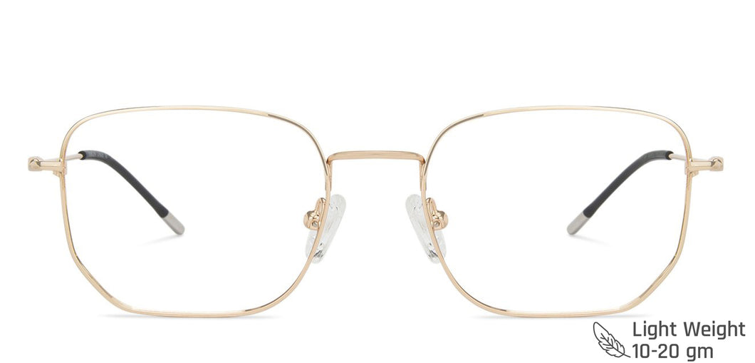 Gold Hexagonal Full Rim Medium Unisex Eyeglasses by Vincent Chase-145555