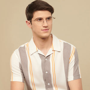 Brown Geometric Half Rim Unisex Eyeglasses by Vincent Chase VC-145569