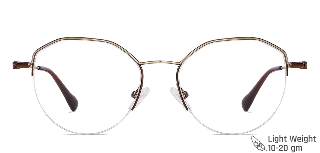 Brown Geometric Half Rim Unisex Eyeglasses by Vincent Chase VC-145569