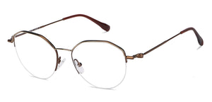 Brown Geometric Half Rim Unisex Eyeglasses by Vincent Chase Online-203263
