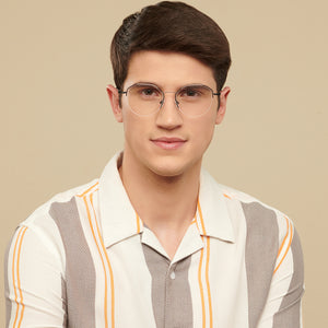 Black Geometric Half Rim Unisex Eyeglasses by Vincent Chase Computer Glasses-148164