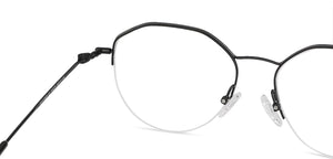 Black Hexagonal Half Rim Extra Wide Unisex Eyeglasses by Vincent Chase-145570