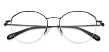 Load image into Gallery viewer, Black Hexagonal Half Rim Extra Wide Unisex Eyeglasses by Vincent Chase-145570