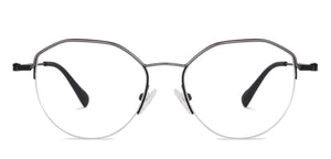 Black Hexagonal Half Rim Extra Wide Unisex Eyeglasses by Vincent Chase-145570