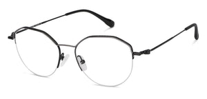 Black Hexagonal Half Rim Extra Wide Unisex Eyeglasses by Vincent Chase-145570