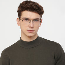 Load image into Gallery viewer, Black Aviator Half Rim Unisex Eyeglasses by Vincent Chase-149774