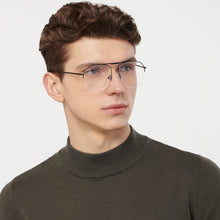 Load image into Gallery viewer, Black Aviator Half Rim Unisex Eyeglasses by Vincent Chase-149774