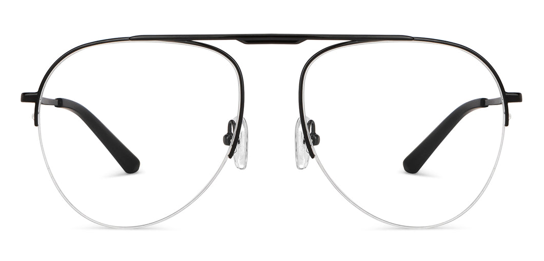 Black Aviator Half Rim Unisex Eyeglasses by Vincent Chase-149774