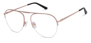 Gold Aviator Half Rim Medium Unisex Eyeglasses by Vincent Chase-145571