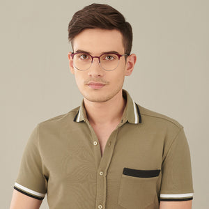 Red Round Full Rim Wide Unisex Eyeglasses by Vincent Chase-145606