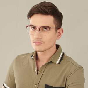 Red Round Full Rim Wide Unisex Eyeglasses by Vincent Chase-145606