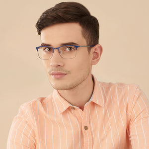 Blue Rectangle Full Rim Unisex Eyeglasses by Vincent Chase-145610