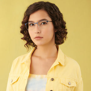 Blue Rectangle Full Rim Unisex Eyeglasses by Vincent Chase-145610
