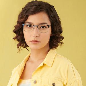 Blue Rectangle Full Rim Unisex Eyeglasses by Vincent Chase-145610
