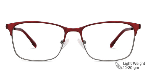 Red Rectangle Full Rim Medium Unisex Eyeglasses by Vincent Chase-145611