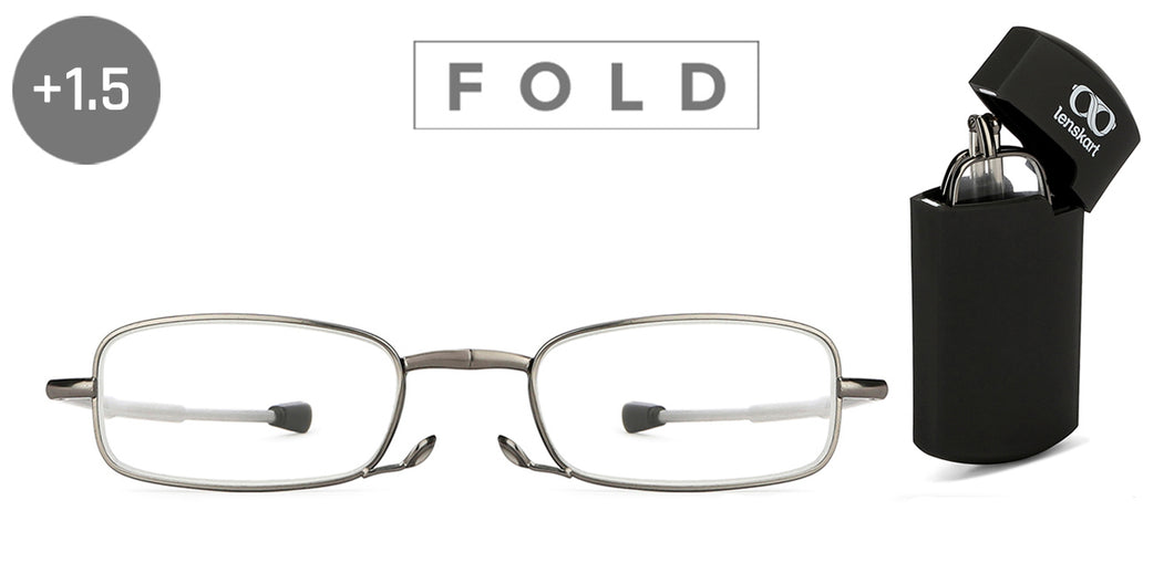 Grey Rectangle Full Rim Unisex Eyeglasses by LENSKART PREMIUM READERS-146066