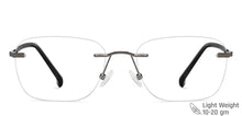 Load image into Gallery viewer, Gunmetal Rectangle Rimless Unisex Eyeglasses by Vincent Chase-146089