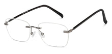 Load image into Gallery viewer, Gunmetal Rectangle Rimless Unisex Eyeglasses by Vincent Chase-146089