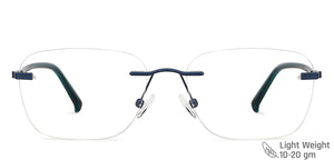 Blue Rectangle Rimless Unisex Eyeglasses by Vincent Chase-146090