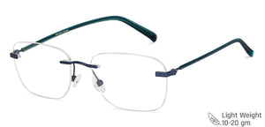 Blue Rectangle Rimless Unisex Eyeglasses by Vincent Chase-146090