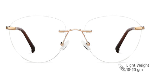 Brown Cat Eye Rimless Women Eyeglasses by Vincent Chase-146093