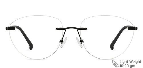 Black Cat Eye Rimless Women Eyeglasses by Vincent Chase Computer Glasses-149545