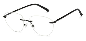 Black Cat Eye Rimless Extra Narrow Women Eyeglasses by Vincent Chase-146131