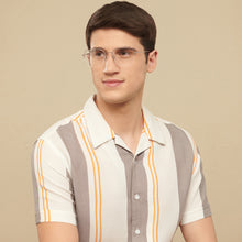 Load image into Gallery viewer, Gunmetal Hexagonal Half Rim Wide Unisex Eyeglasses by Vincent Chase-146095