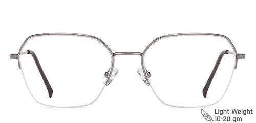 Gunmetal Hexagonal Half Rim Wide Unisex Eyeglasses by Vincent Chase-146095